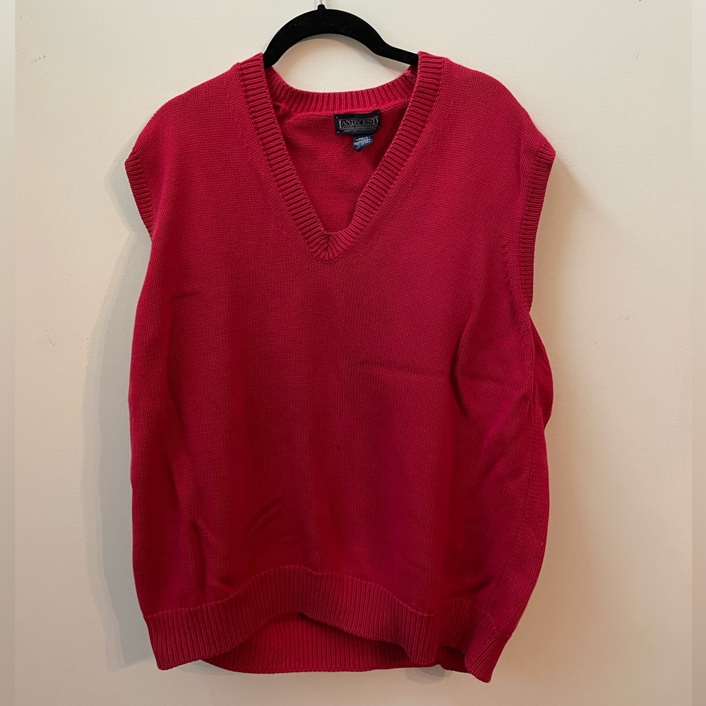 Lands' End Vibrant Red Men's Sweater Vest